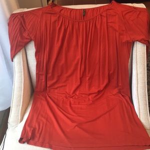 Rust color cold shouldered dress